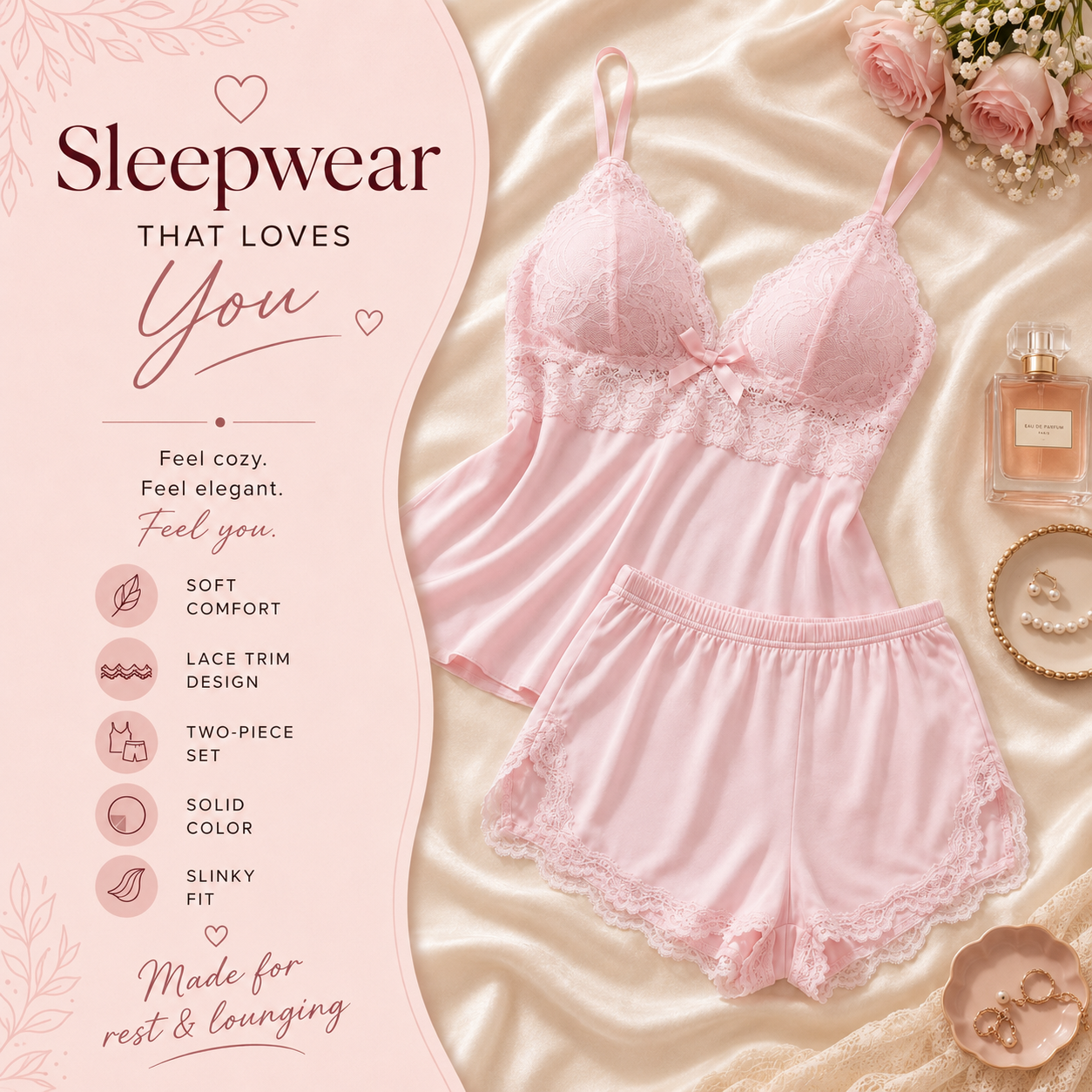 Lace Floral Sleepwear Romper
