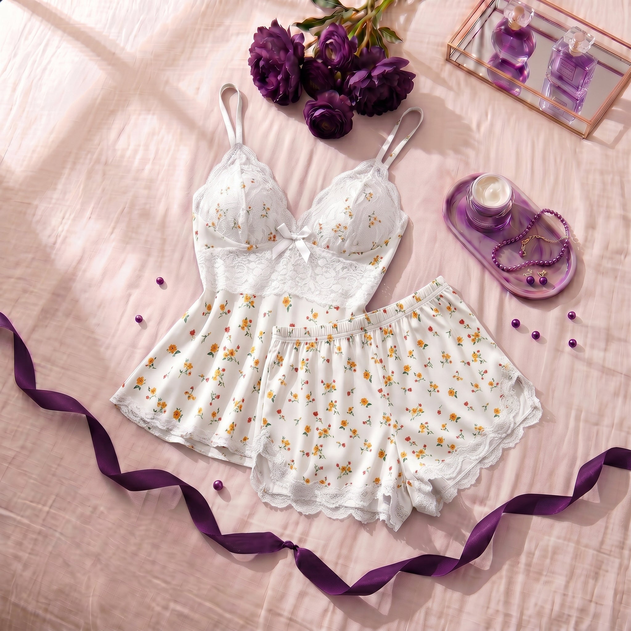 Lace Floral Sleepwear Romper